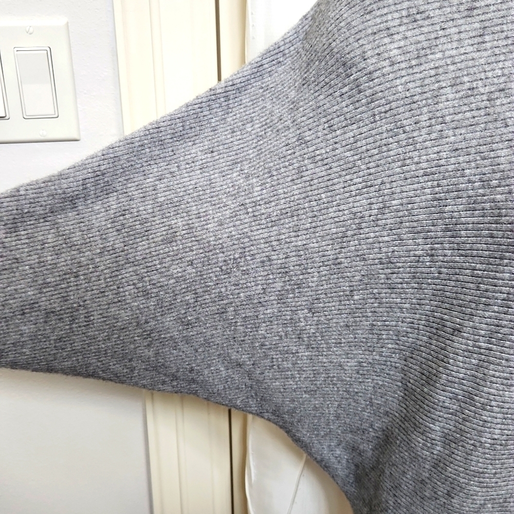Philosophy Ribbed Gray Mock Neck Dolman Sweater - Picture 2 of 5
